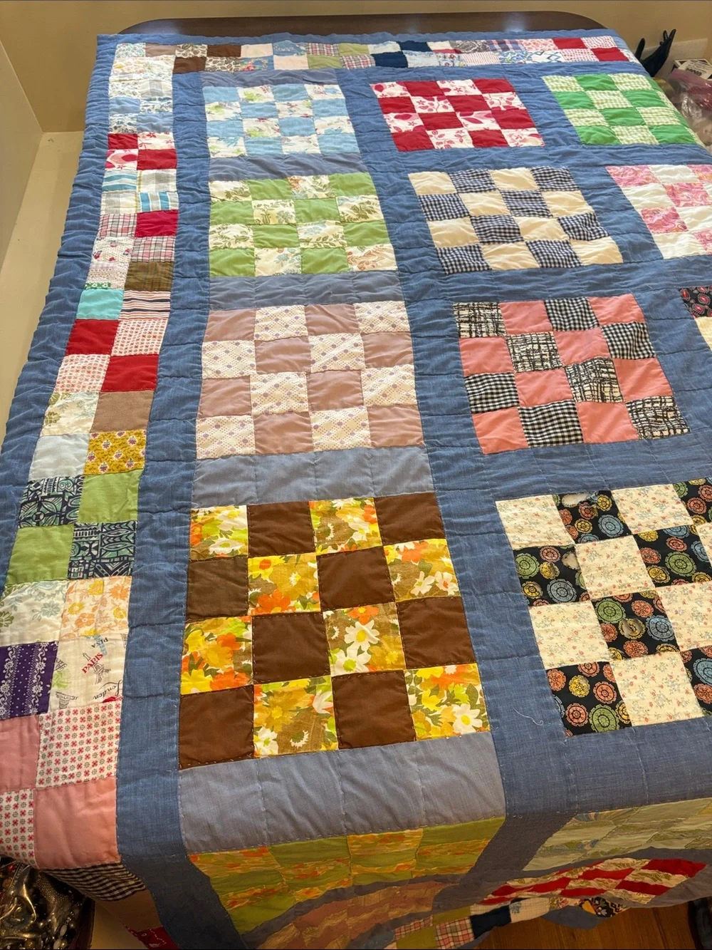 Vintage Hand stitched Patchwork Quilt